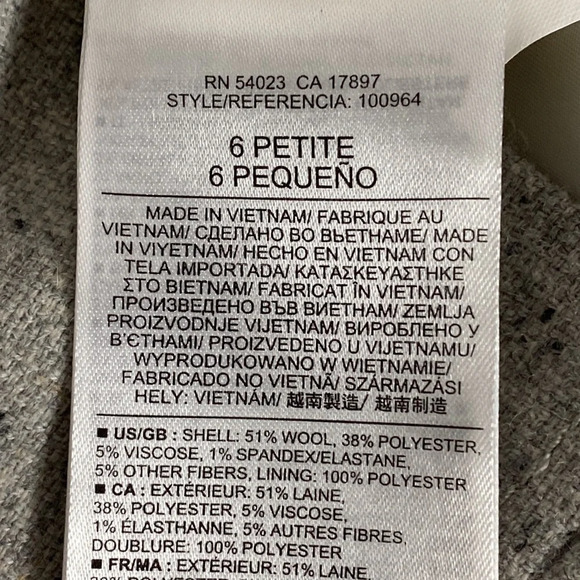 Banana Republic Wool Blend W/Elbow Patches Gray Speckled H-acking Jacket Size 6P - Picture 7 of 9